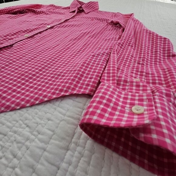 Lauren Ralph Lauren Green Label Shirt Women's Small Pink Check Long Sleeve EUC - Picture 3 of 16